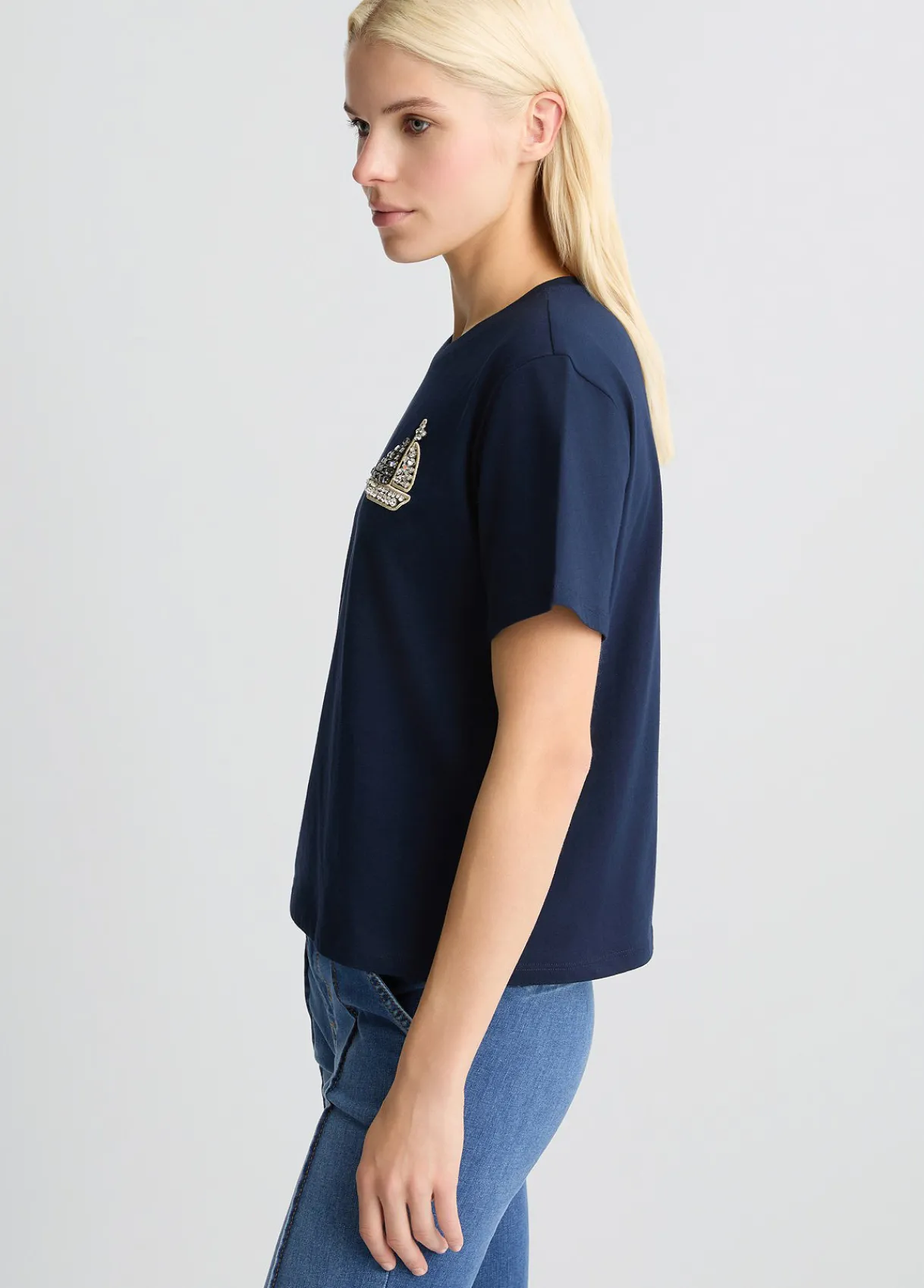 Liu Jo T-shirt en coton avec broderie et strass|Femme T-Shirts Et Tops