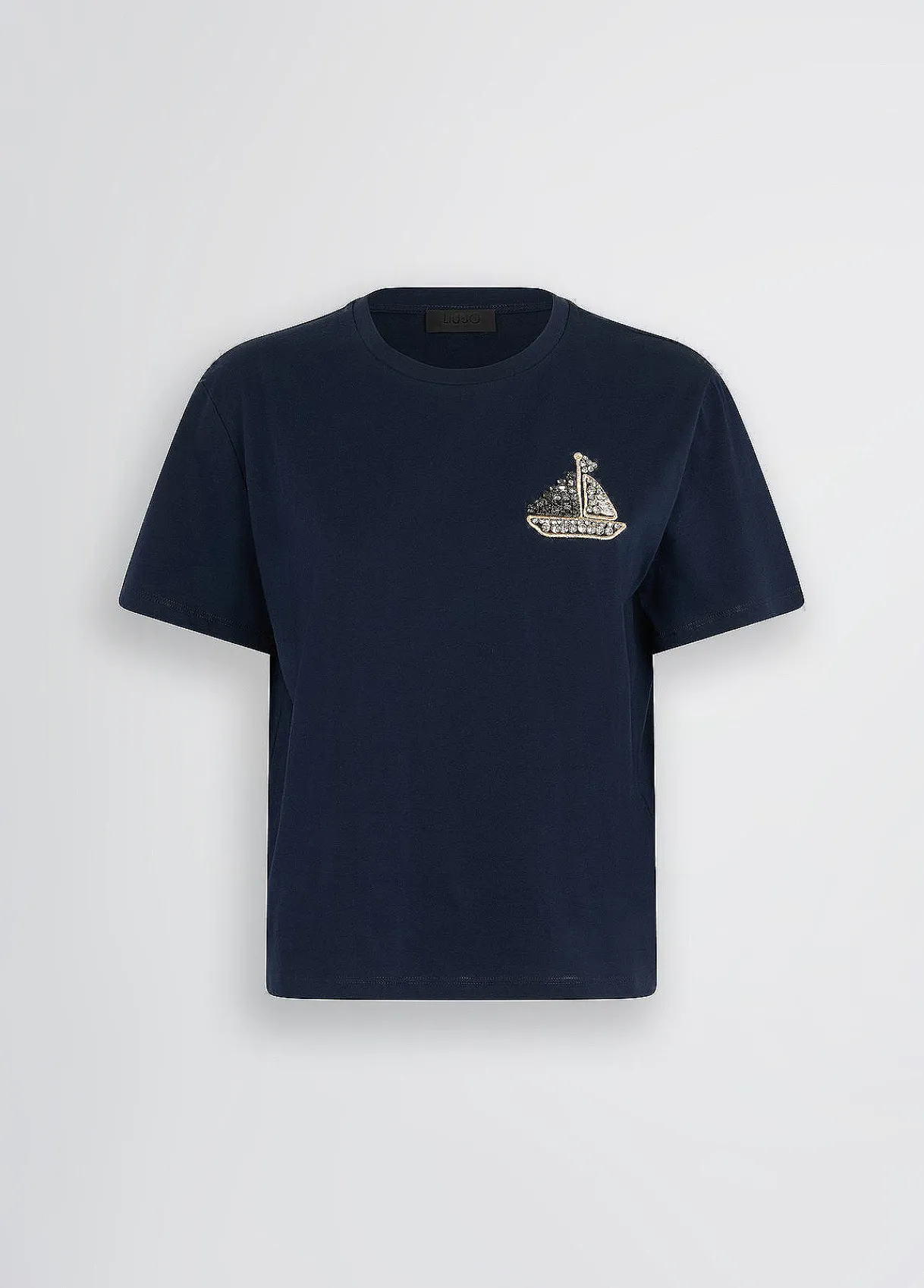 Liu Jo T-shirt en coton avec broderie et strass|Femme T-Shirts Et Tops
