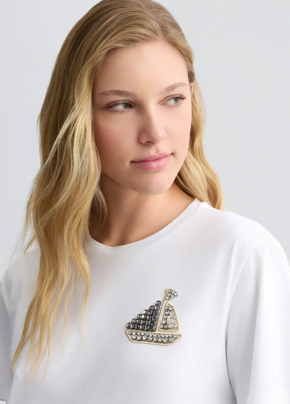 Liu Jo T-shirt en coton avec broderie et strass|Femme T-Shirts Et Tops