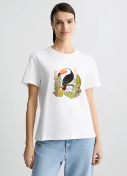 Liu Jo T-shirt en coton avec imprimé et strass|Femme T-Shirts Et Tops