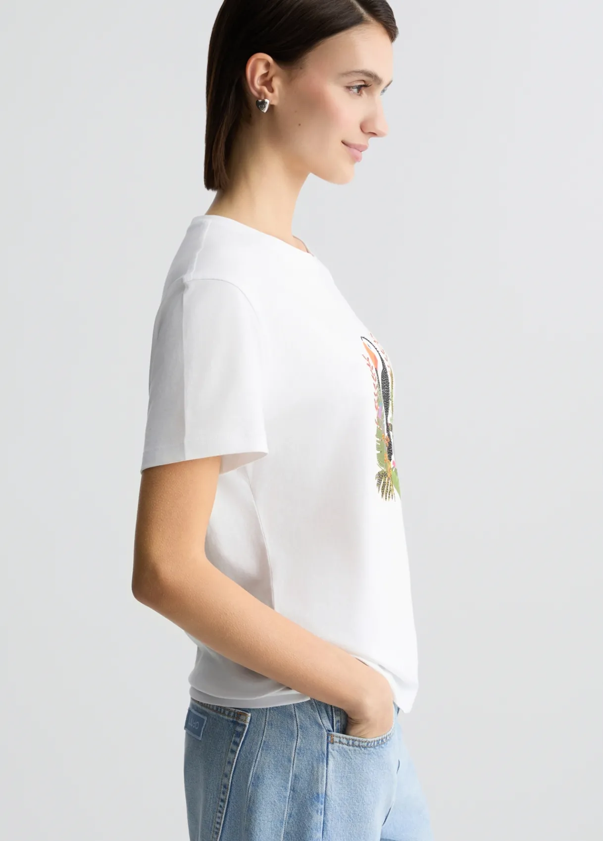 Liu Jo T-shirt en coton avec imprimé et strass|Femme T-Shirts Et Tops
