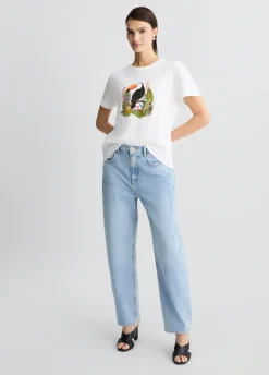 Liu Jo T-shirt en coton avec imprimé et strass|Femme T-Shirts Et Tops
