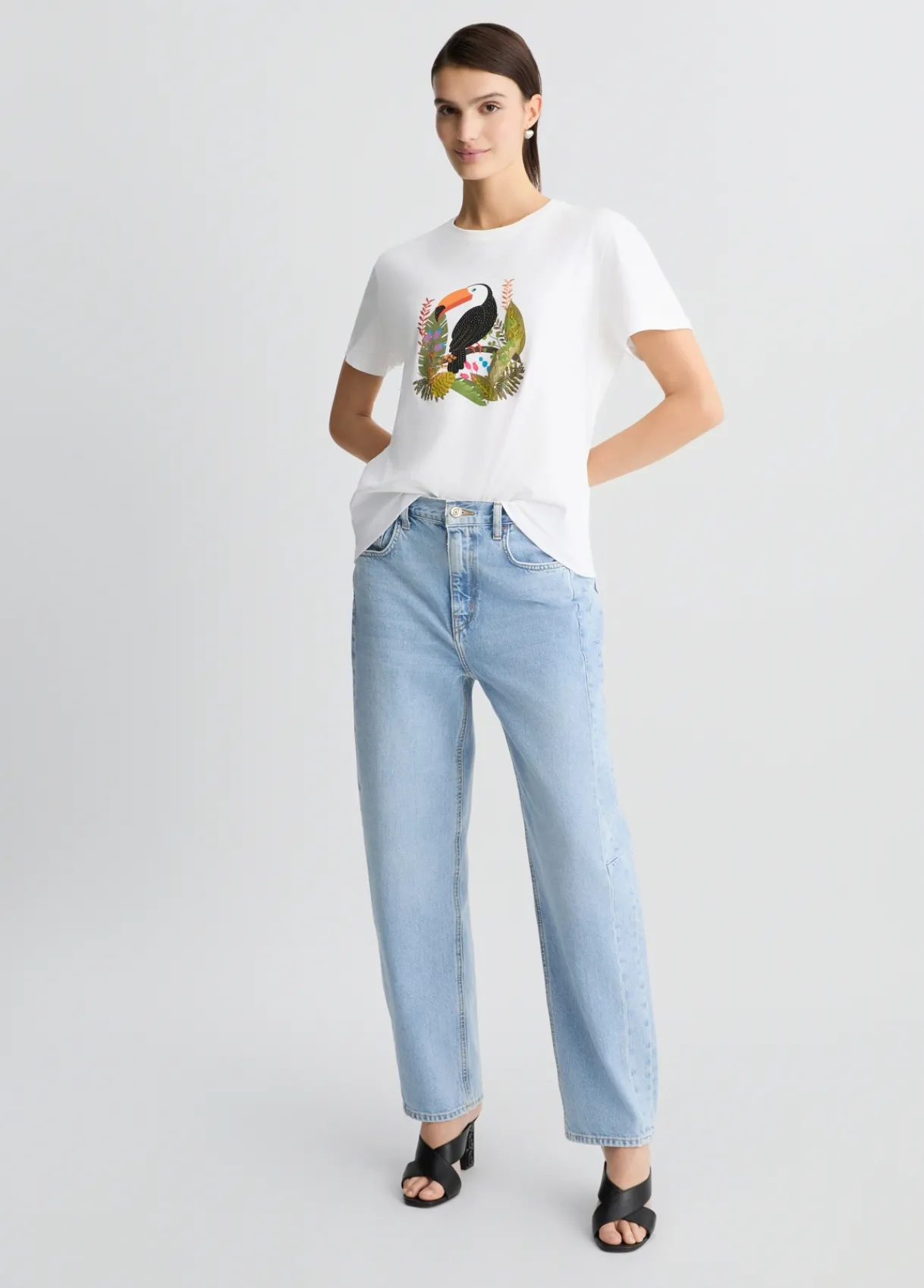 Liu Jo T-shirt en coton avec imprimé et strass|Femme T-Shirts Et Tops