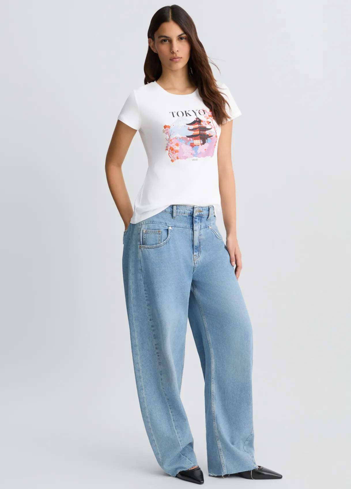 Liu Jo T-shirt en coton avec imprimé et strass|Femme T-Shirts Et Tops