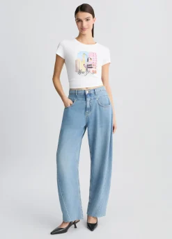 Liu Jo T-shirt en coton avec imprimé et strass|Femme T-Shirts Et Tops