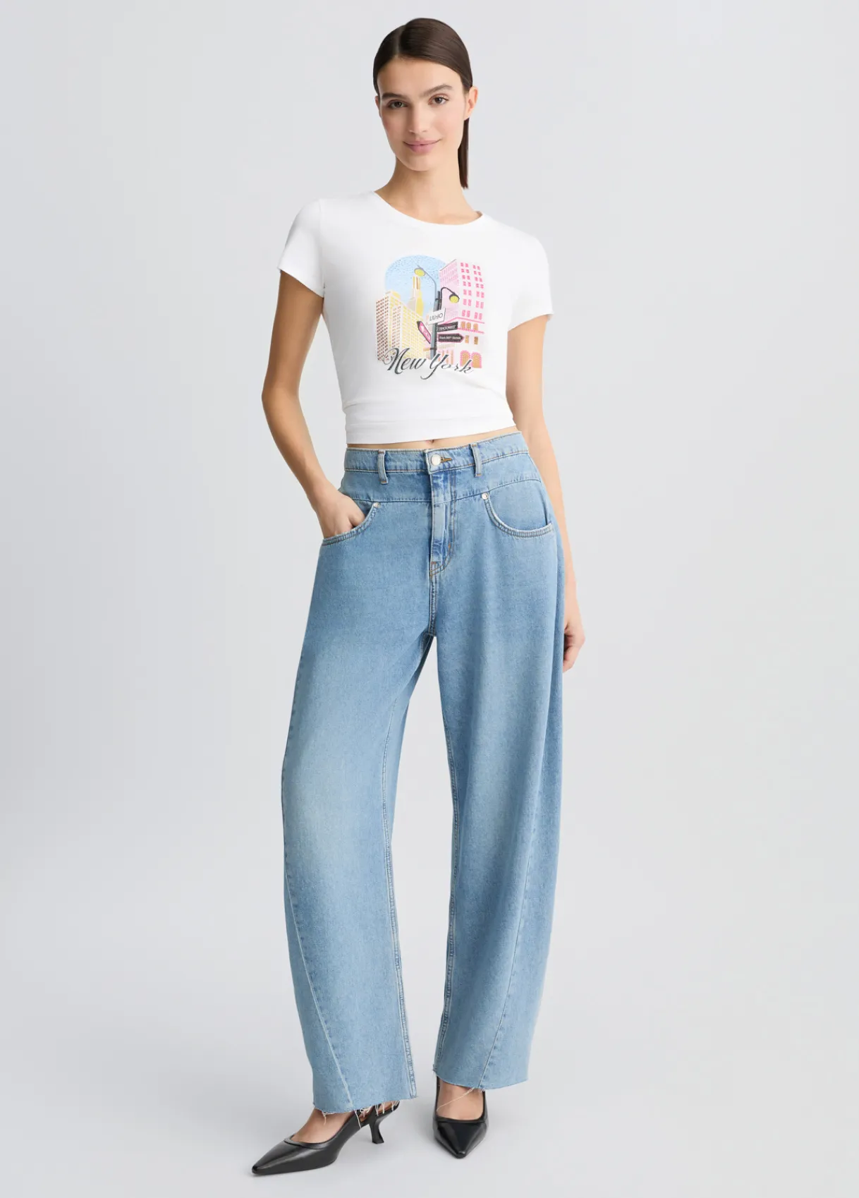 Liu Jo T-shirt en coton avec imprimé et strass|Femme T-Shirts Et Tops