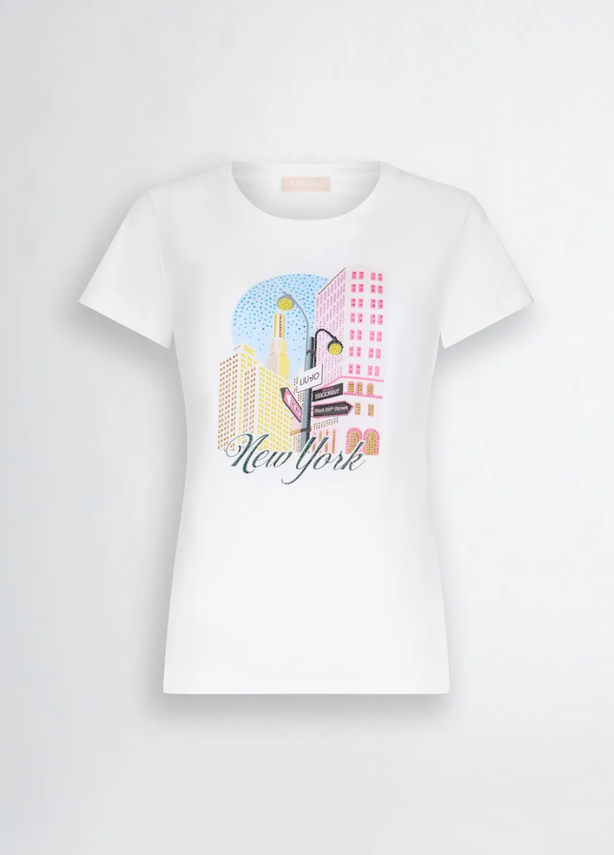 Liu Jo T-shirt en coton avec imprimé et strass|Femme T-Shirts Et Tops