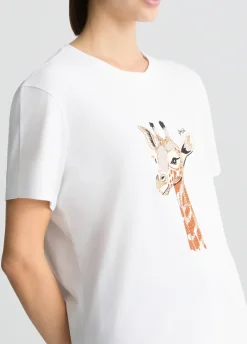 Liu Jo T-shirt en coton avec imprimé et strass|Femme T-Shirts Et Tops