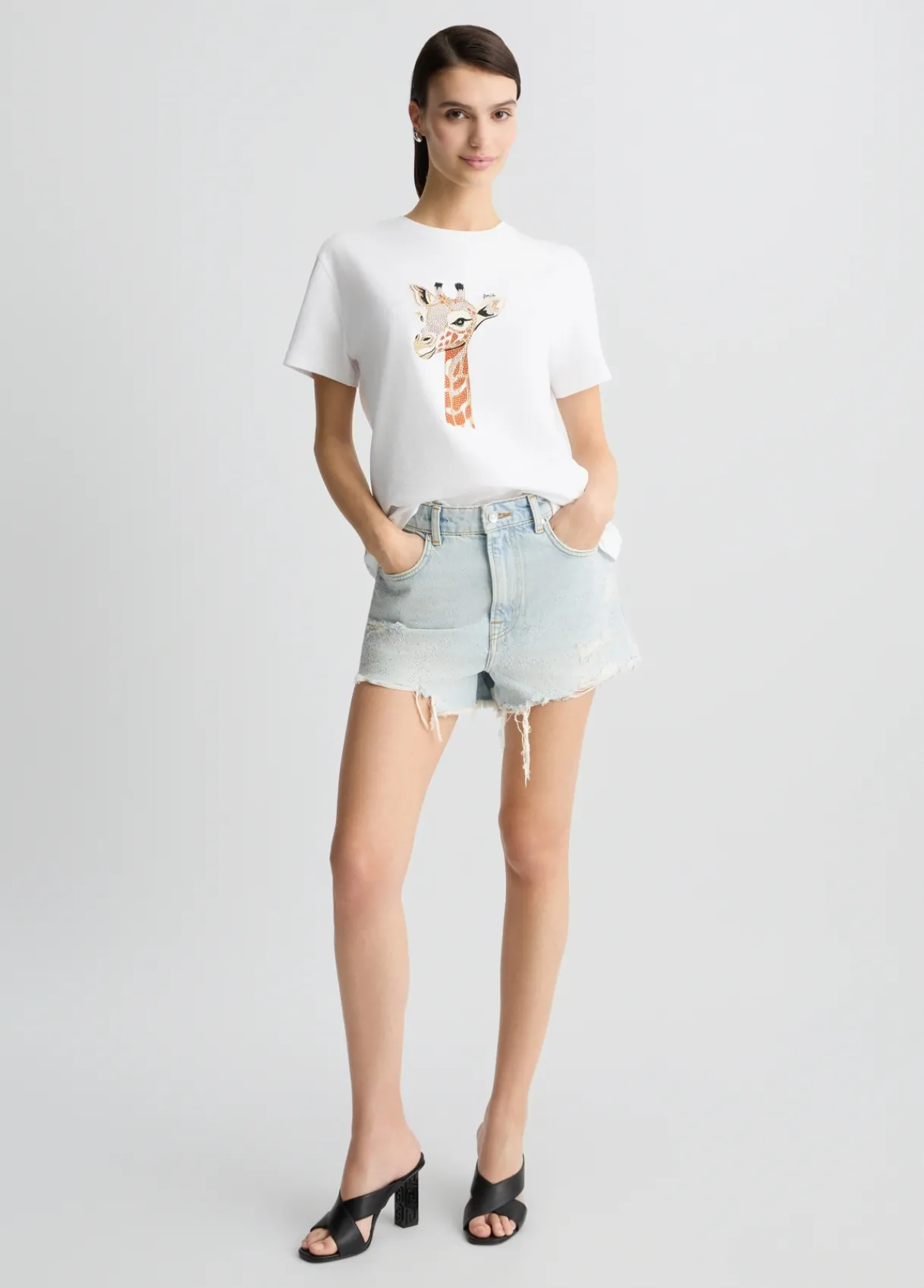 Liu Jo T-shirt en coton avec imprimé et strass|Femme T-Shirts Et Tops