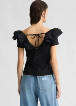 Liu Jo T-shirt en coton avec ruches|Femme T-Shirts Et Tops