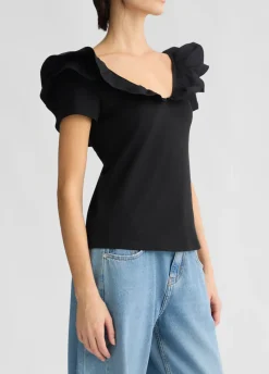 Liu Jo T-shirt en coton avec ruches|Femme T-Shirts Et Tops