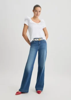 Liu Jo T-shirt en coton avec ruches|Femme T-Shirts Et Tops