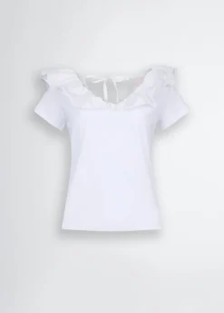 Liu Jo T-shirt en coton avec ruches|Femme T-Shirts Et Tops