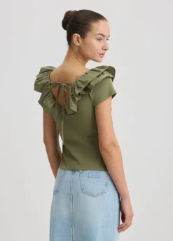 Liu Jo T-shirt en coton avec ruches|Femme T-Shirts Et Tops