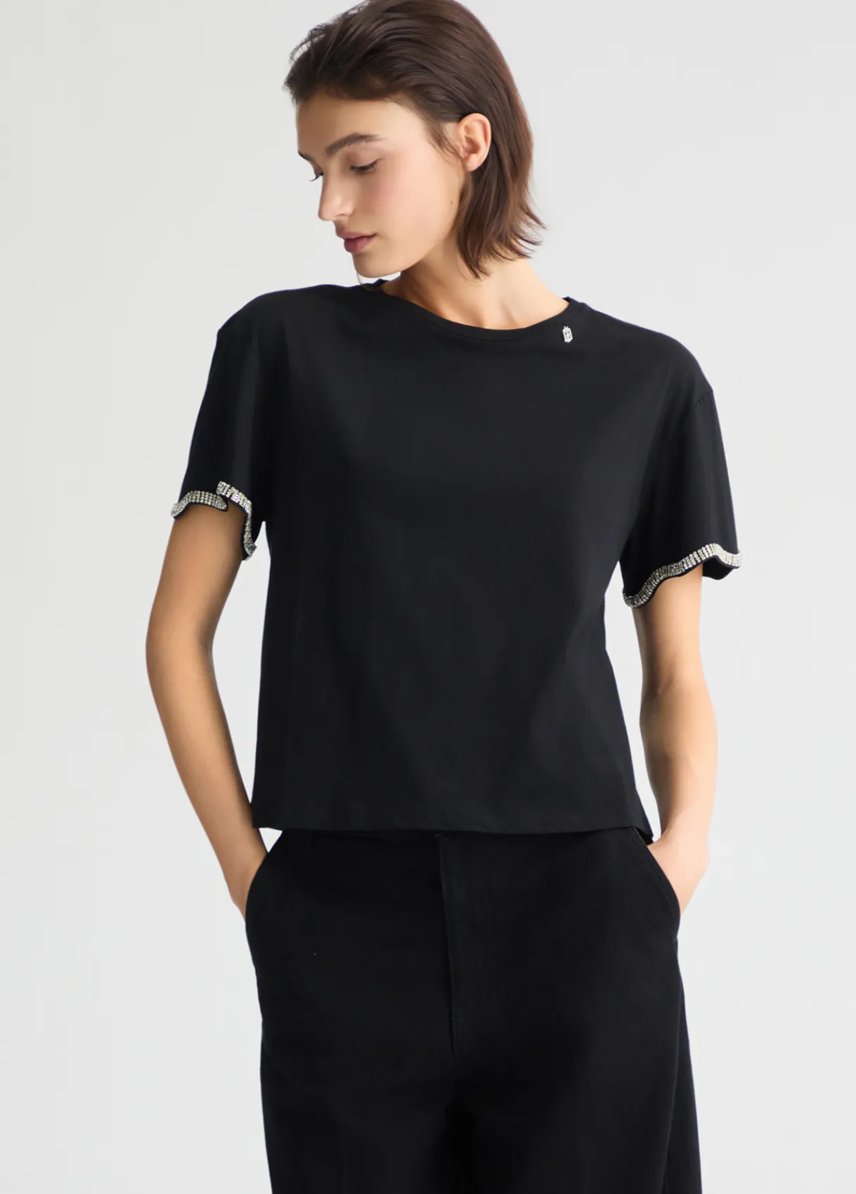 Liu Jo T-shirt en coton avec strass|Femme T-Shirts Et Tops