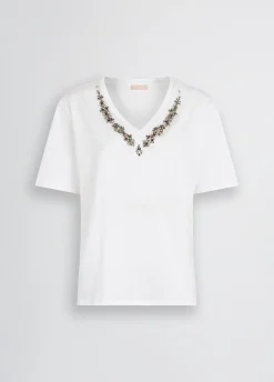 Liu Jo T-shirt en coton avec strass|Femme T-Shirts Et Tops