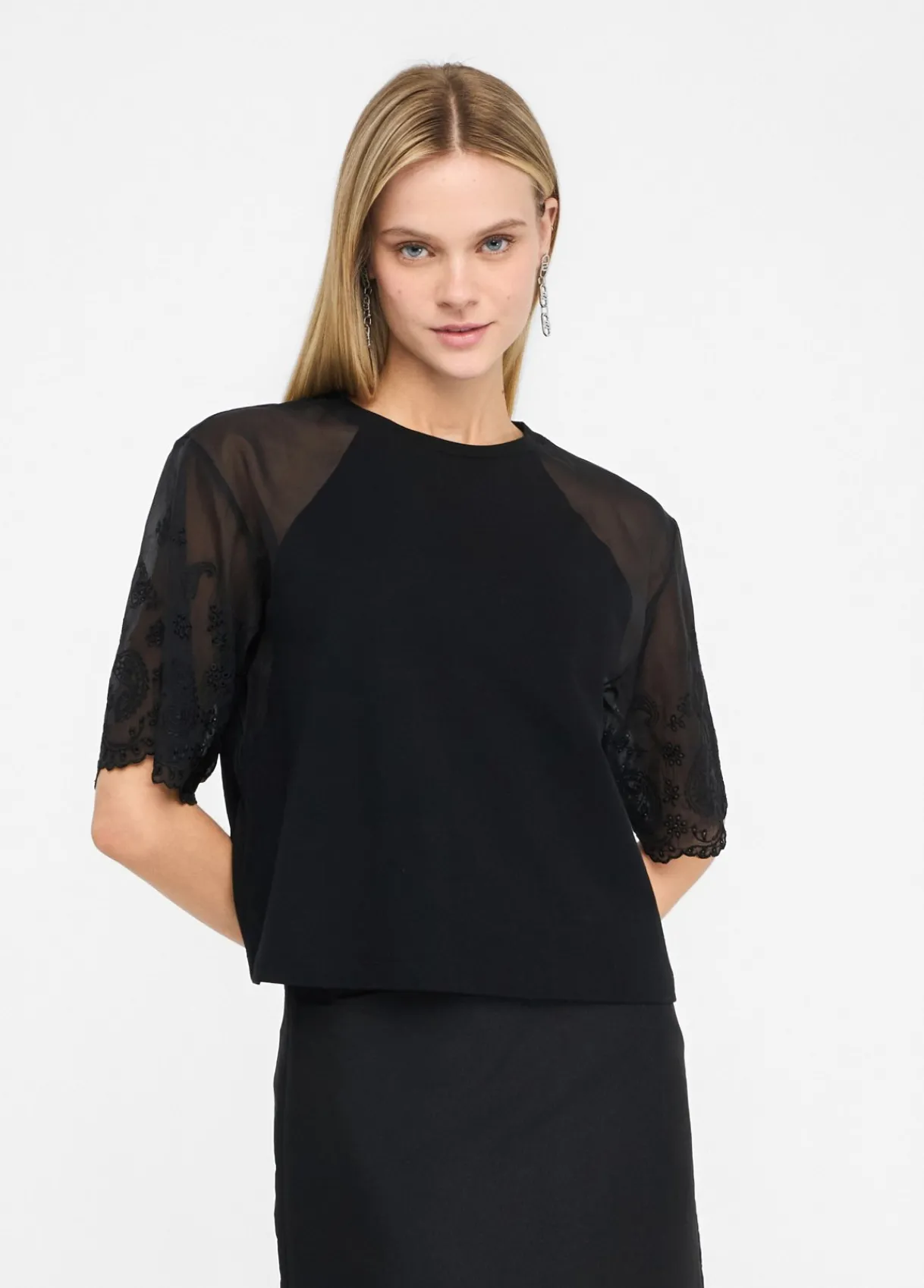 Liu Jo T-shirt en coton et organza|Femme T-Shirts Et Tops