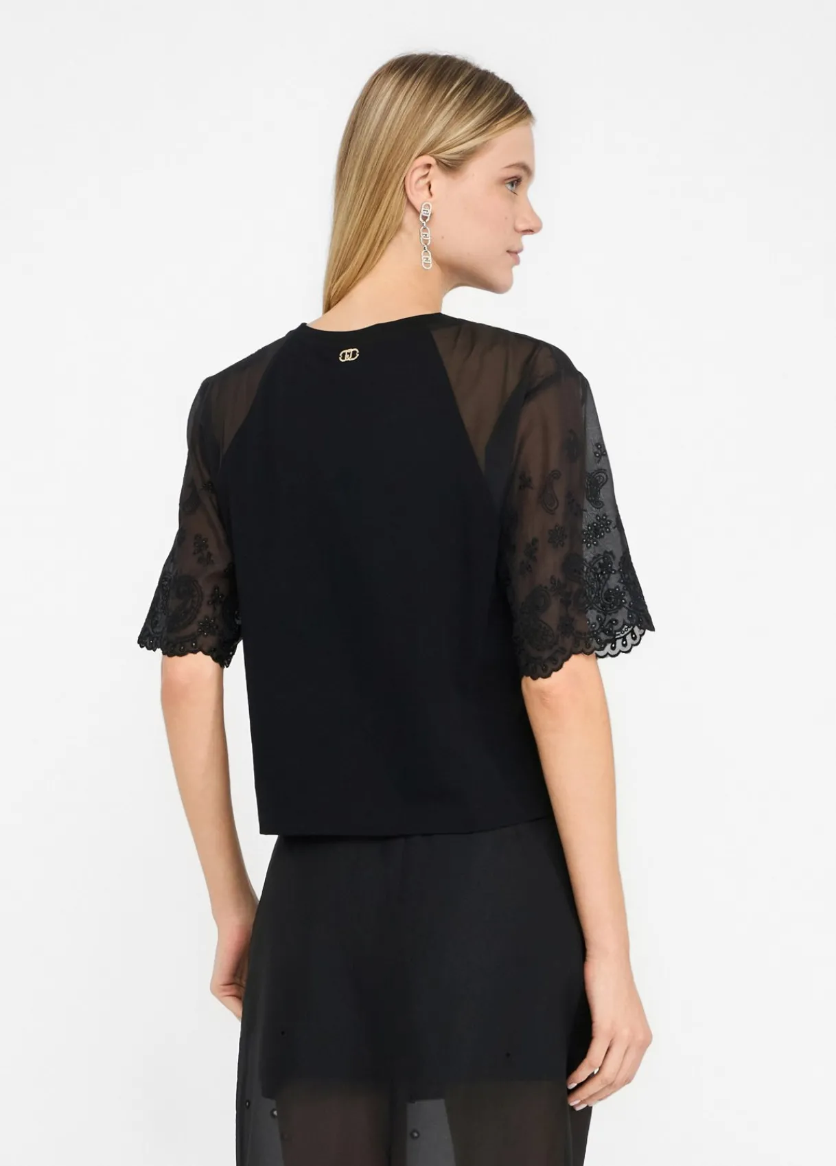 Liu Jo T-shirt en coton et organza|Femme T-Shirts Et Tops