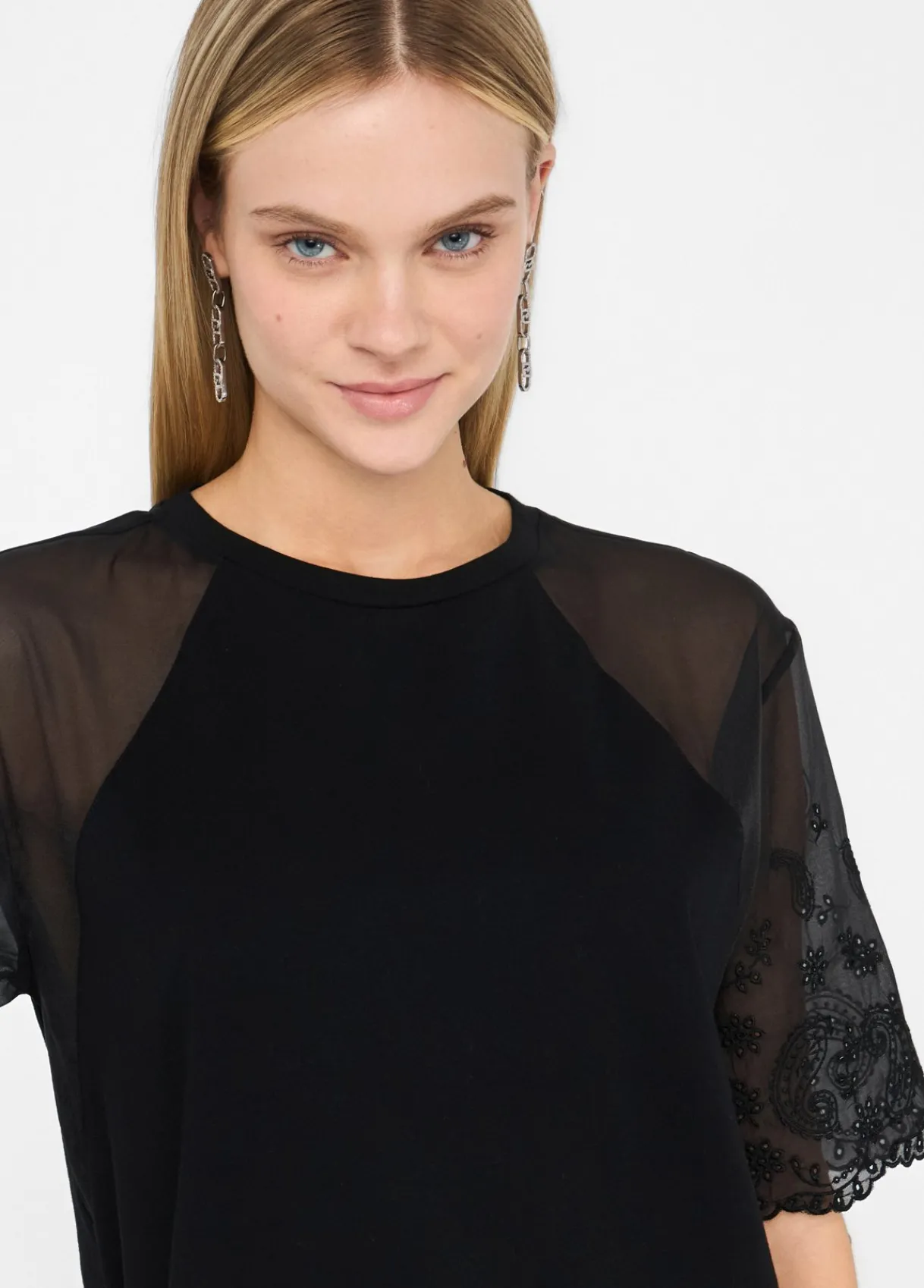 Liu Jo T-shirt en coton et organza|Femme T-Shirts Et Tops