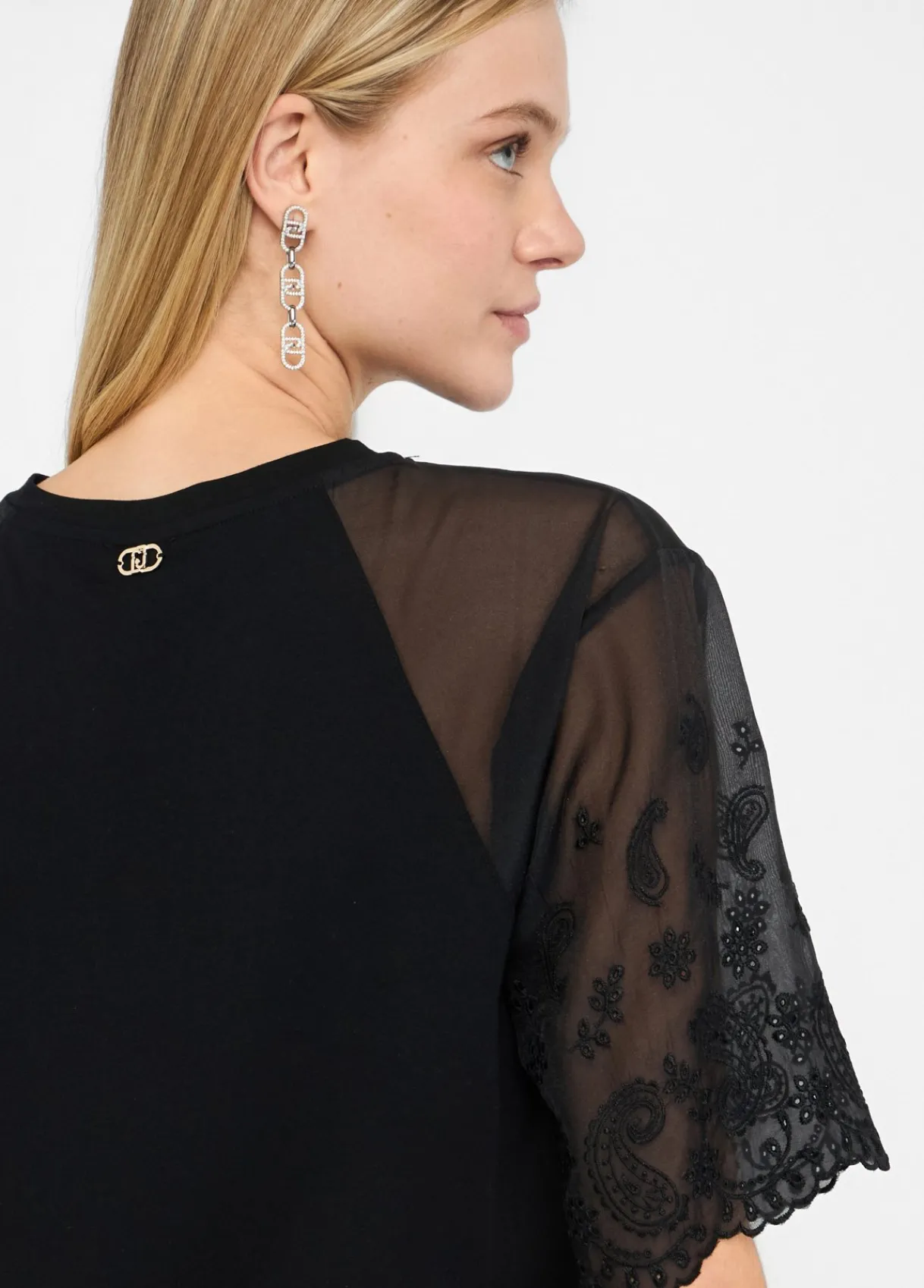 Liu Jo T-shirt en coton et organza|Femme T-Shirts Et Tops