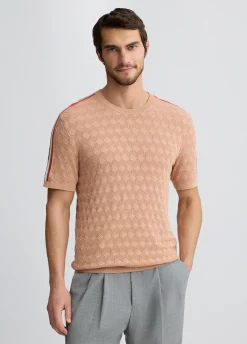 Liu Jo T-shirt en jacquard couleur pêche|Homme Pulls Et Sweaters