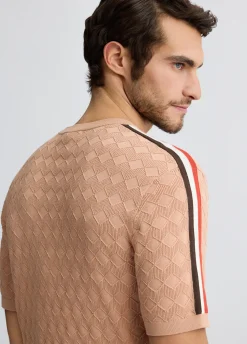 Liu Jo T-shirt en jacquard couleur pêche|Homme Pulls Et Sweaters