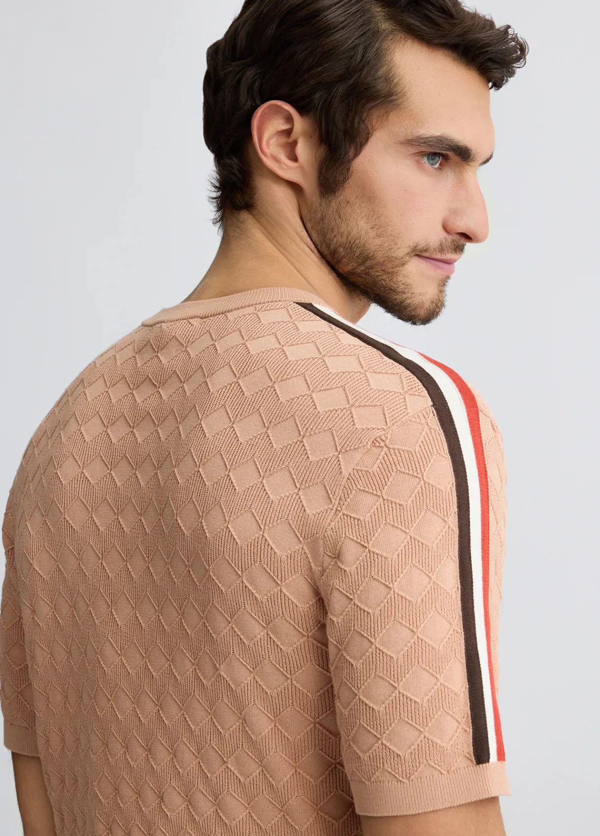 Liu Jo T-shirt en jacquard couleur pêche|Homme Pulls Et Sweaters