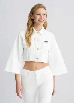 Liu Jo Veste cropped avec col en jean|Femme Manteaux