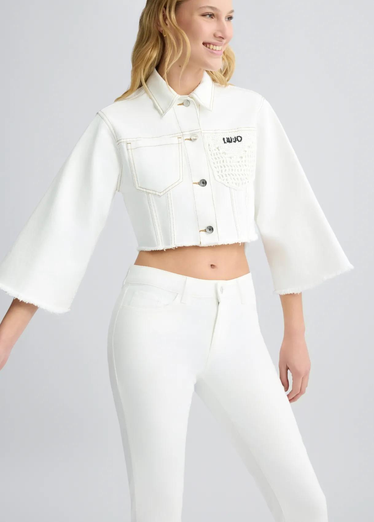 Liu Jo Veste cropped avec col en jean|Femme Manteaux