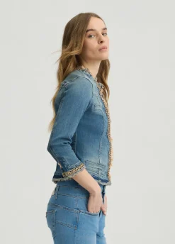 Liu Jo Veste en toile denim avec chaînes|Femme Manteaux|Vestes