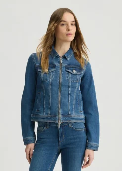 Liu Jo Veste en toile denim avec zip|Femme Manteaux|Vestes