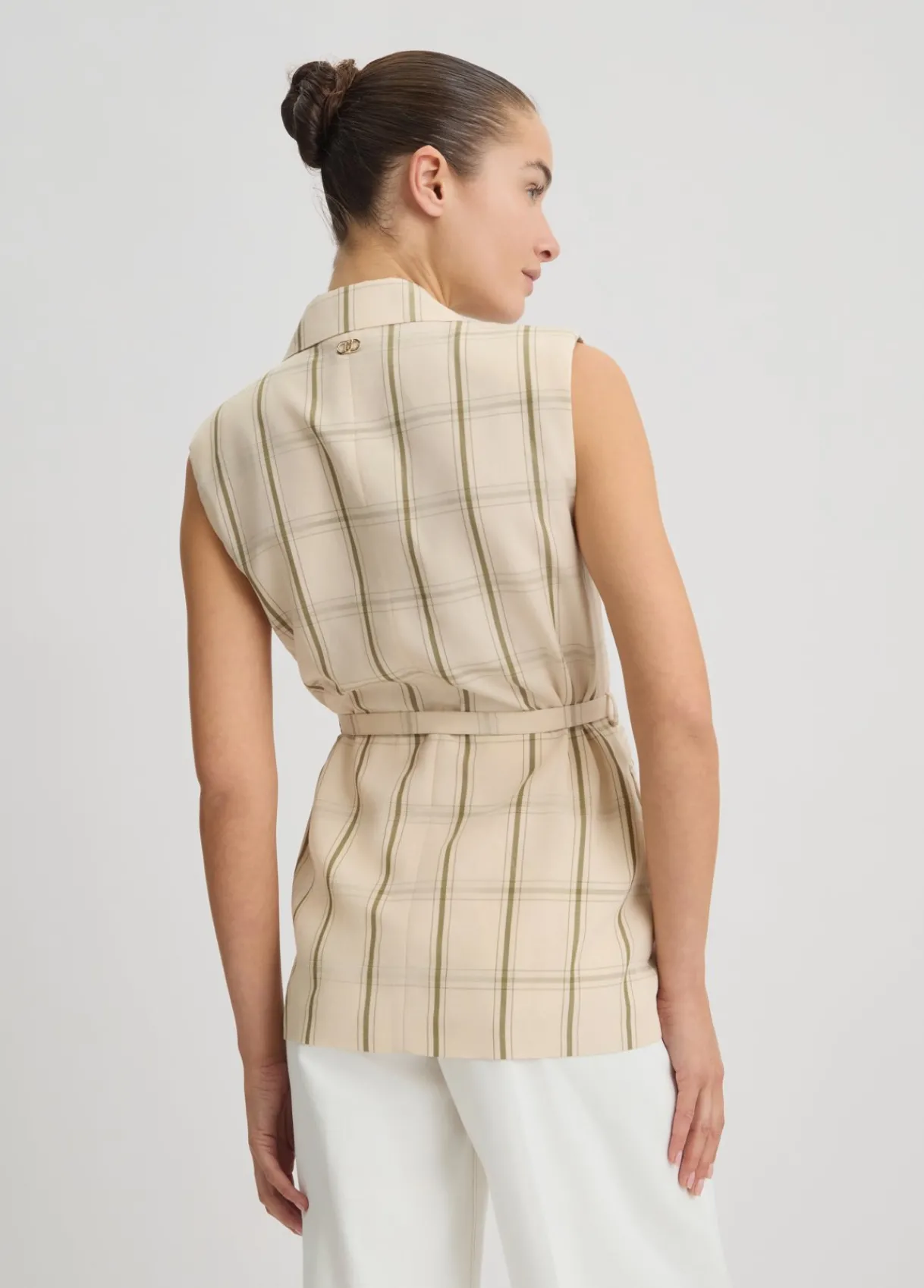 Liu Jo Veste sans manches en lin à carreaux|Femme Vestes|Tailleurs