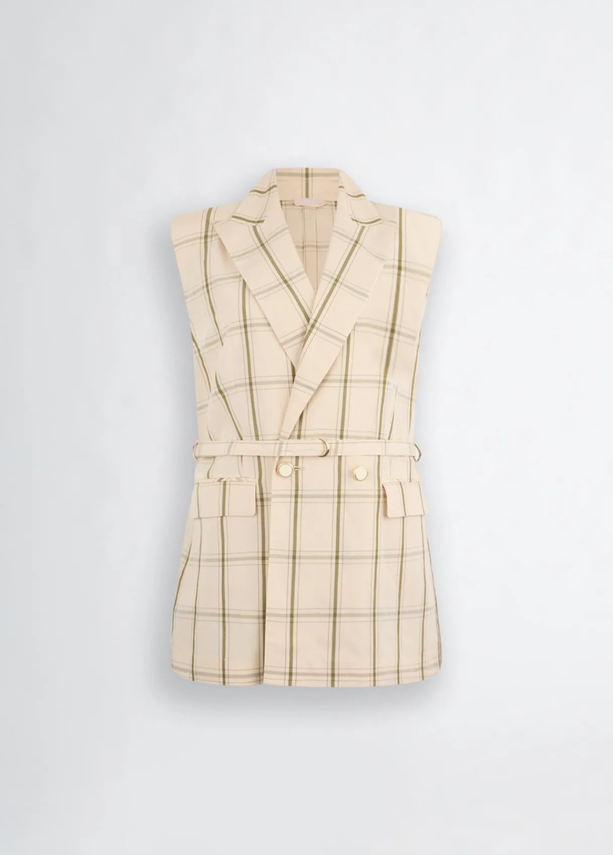 Liu Jo Veste sans manches en lin à carreaux|Femme Vestes|Tailleurs