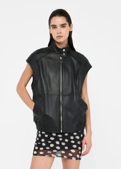 Liu Jo Veste sans manches oversize en cuir|Femme Vestes